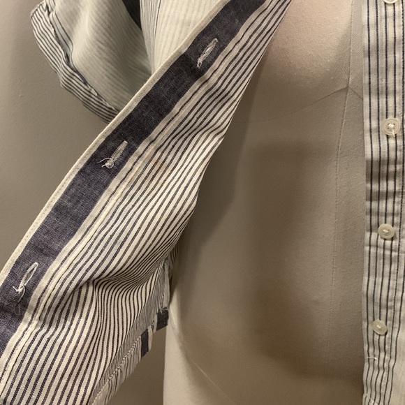 THREAD and Supply Striped Cotton Cropped Button Down Shirt Size M- New W/Out Tag - Picture 5 of 10